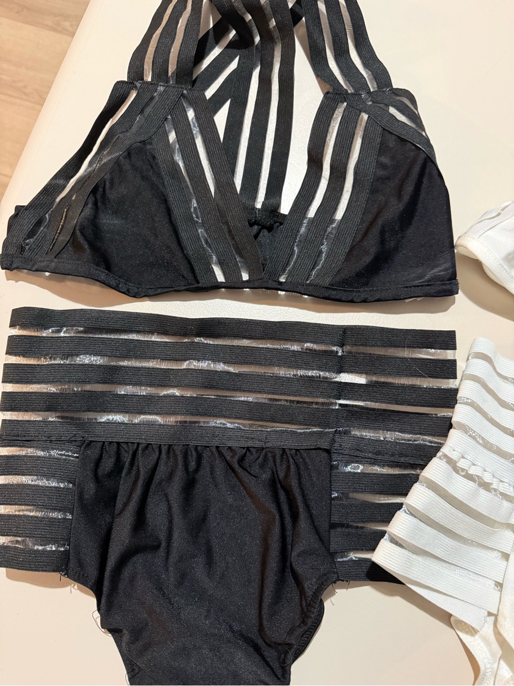 2 Strappy Mesh High-Waist Bikini Set